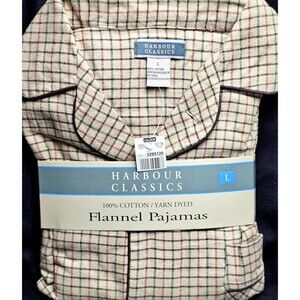 VTG Harbour Classics Flannel Pajamas Mens Sz L Long Sleeve Check 2 Pc Set NEW!